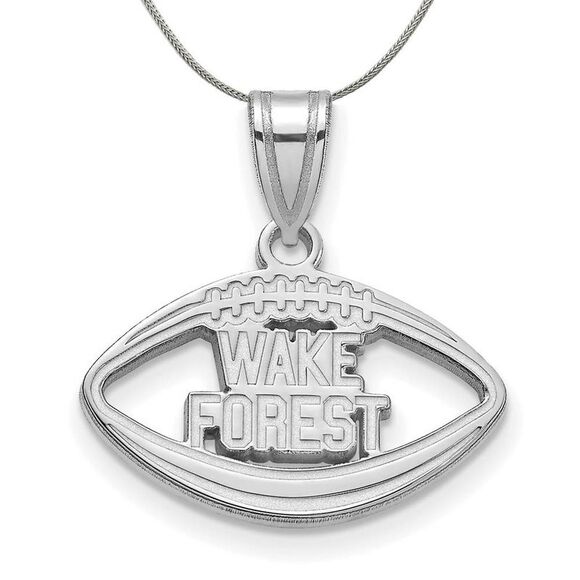 Sterling Silver Wake Forest U. Football Necklace - 24 Inch - Picture 1 of 8